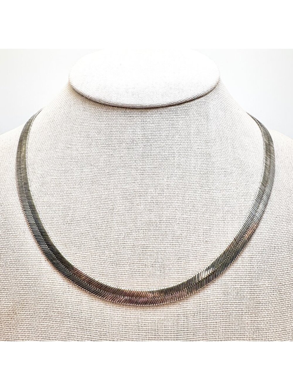 Herringbone Chain Lobster Clasp Necklace Sterling Silver 925 Size 25" Length